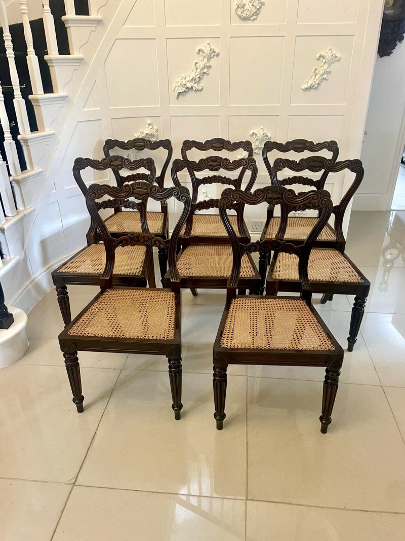 Outstanding Quality Antique Regency Set of 8 Carved Rosewood Dining Chairs - Image 2